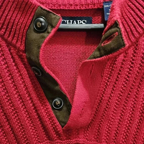 Chap's Cableknit Red Mens sweater. Size XXL - Picture 4 of 7